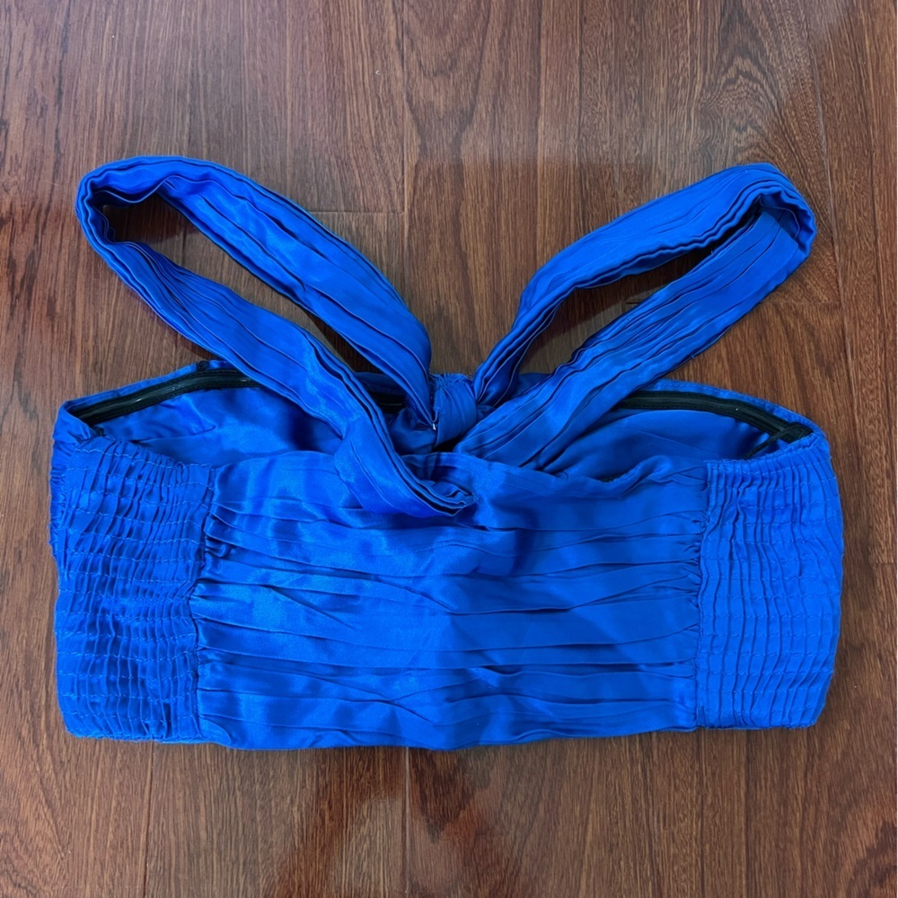 Zara Blue Ruched Crop Top Size S - Picture 6 of 6